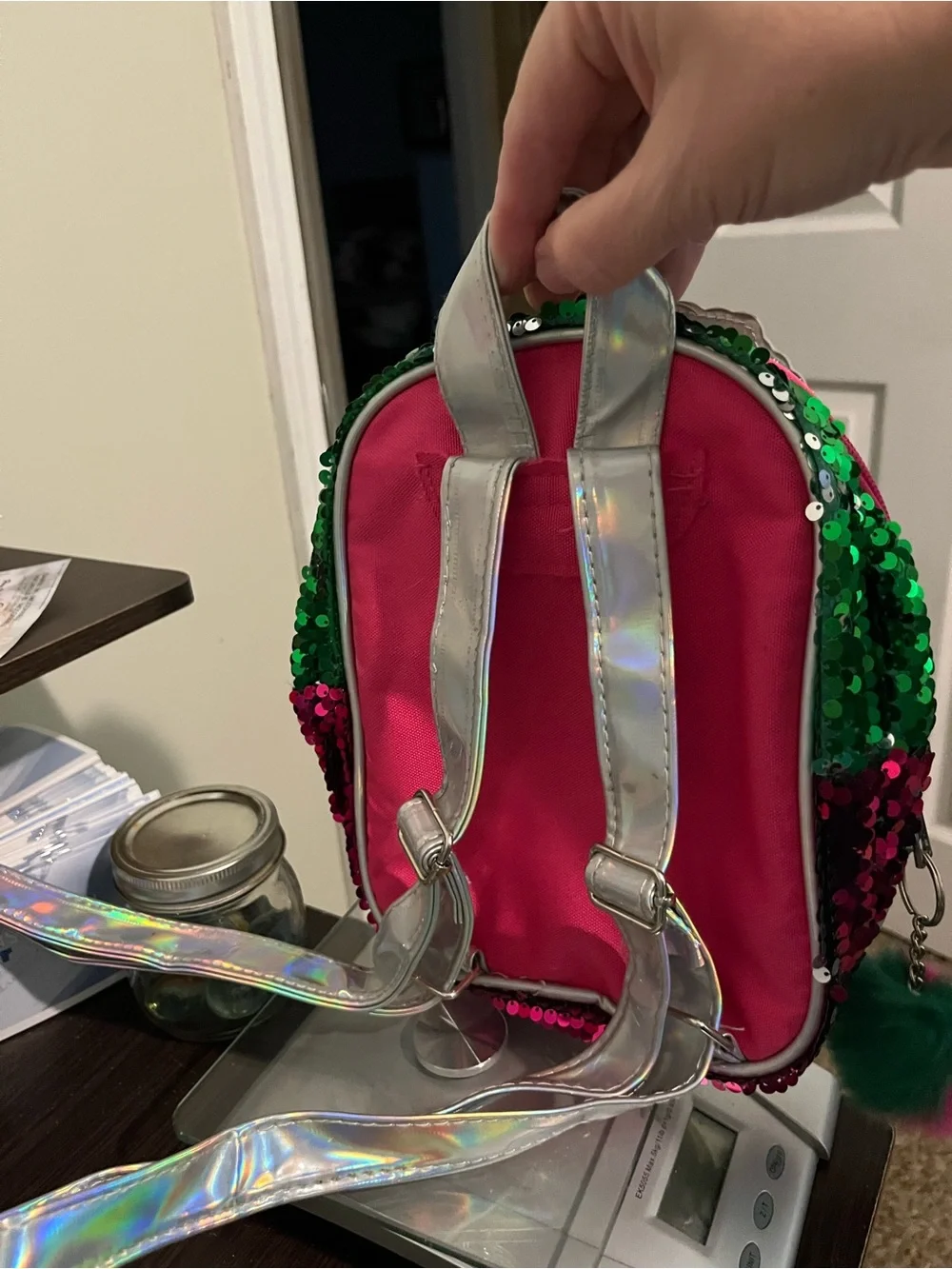 Sequin Reversible Witch & Princess Mini Backpack - Green & Pink